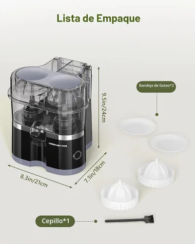 Vista 8 de KEENSTAR Exprimidor eléctrico de cítricos, exprimidor de naranja de doble cabeza, exprimidor portátil con cepillo de limpieza para limón, pomelo
