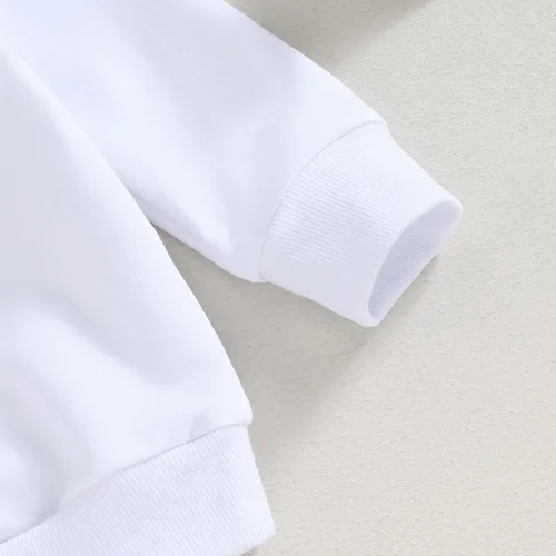 Vista 5 de Conjunto de 2 piezas de sudadera con estampado de letras y pantalones largos elásticos, lindos trajes para recién nacidos