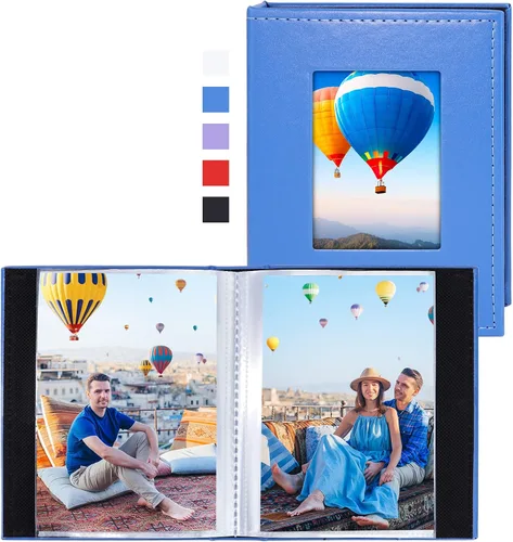 Vista 19 de Vienrose Álbum de fotos pequeño de 4 x 6 pulgadas, paquete de 2 mini libros de fotos con cubierta de cuero, 26 páginas con capacidad para 52