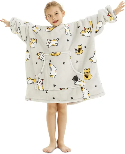 Vista 68 de THREE POODLE - Manta con capucha portátil para mujeres, sudadera con capucha de sherpa de gran tamaño para adultos hombres, mantas con capucha