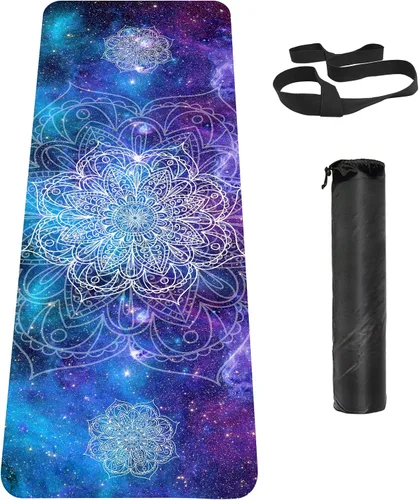 Vista 13 de Tapete de yoga antideslizante TPE, tapete de entrenamiento para hombres y mujeres, tapete de entrenamiento grueso con correa de transporte, tapetes