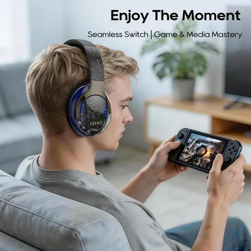Vista 11 de BUGANI Auriculares Bluetooth sobre la oreja con luz RGB Negro-FH01