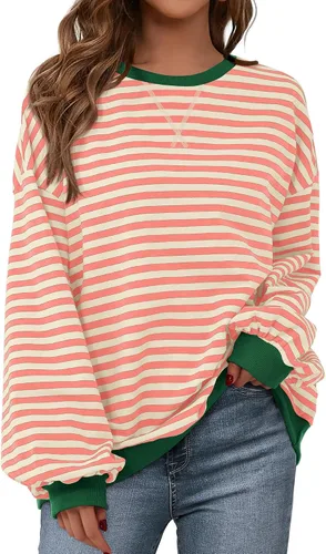Vista 21 de BTFBM Sudadera de gran tamaño para mujer 2026 otoño Azul Beige Blanco