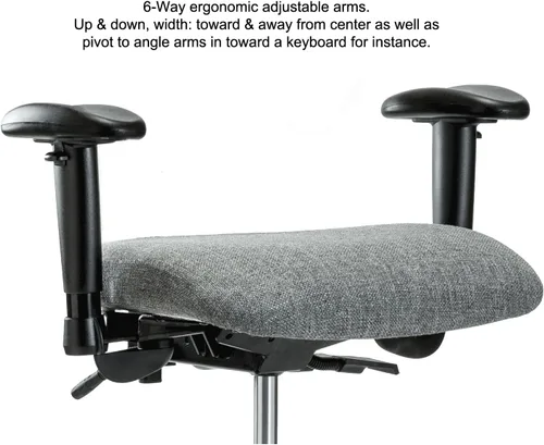 Vista 6 de PERCH - Silla giratoria con ruedas para alfombra o linóleo, cromado, Textil, Tela negra