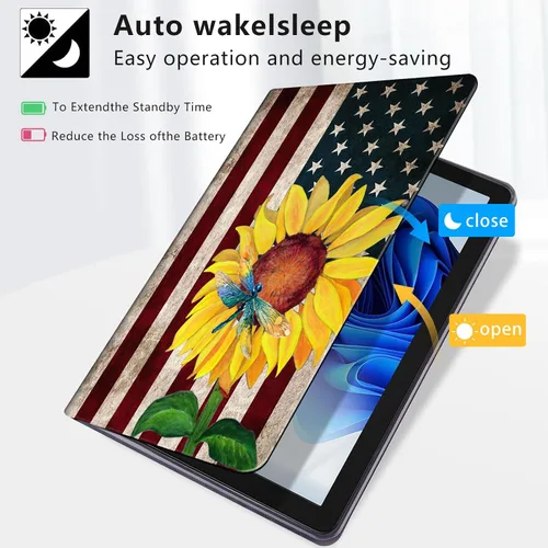 Vista 2 de Funda diseñada para Microsoft Surface Pro 11/10/9, protección ligera, múltiples ángulos, piel sintética, delgada, con función de encendido y apagado