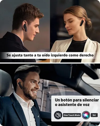 Vista 3 de ADADPU Auricular Bluetooth - V5.0 Auricular inalámbrico manos libres con micrófono dual incorporado y cancelación de ruido, 10 días de espera y 16