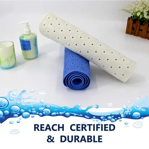 Vista 8 de SafeLand - Tapete antideslizante para baño, ducha, bañera de longitud XL, material TPR, ecológico, sin PVC, lavable a máquina, sin olor, con Azul