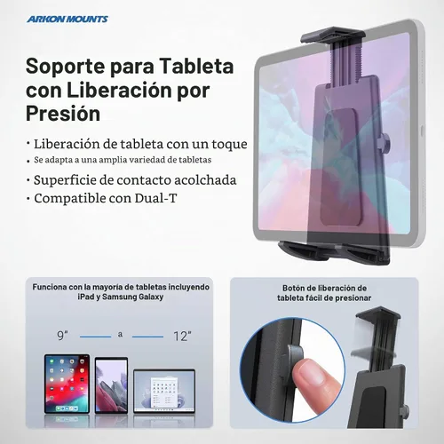 Vista 5 de ARKON Soporte para tablet y teclado para coche Soporte para tableta para coche Durabilidad de grado profesional Fácil instalación Bandeja
