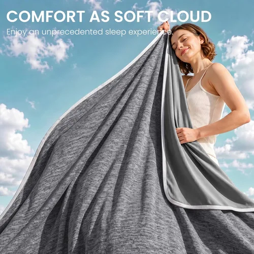 Vista 6 de Topcee Manta refrescante para sudores nocturnos que absorbe el calor para mantener a los adultos y los niños frescos en noches cálidas, mantas