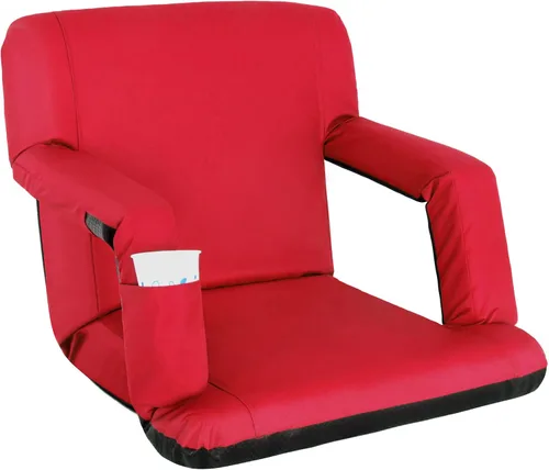 Vista 12 de Nova Microdermabrasion Asiento de estadio de 20.5 pulgadas / 25 pulgadas de ancho para gradas con soporte de espalda, cojín acolchado portátil Negro