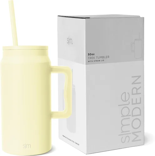 Vista 16 de Simple Modern - Vaso de 1,5 l con asa y tapa con pajita, botella de agua grande de acero inoxidable reutilizable con aislamiento, regalos para Negro