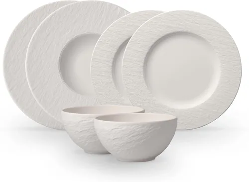 Vista 7 de Villeroy & Boch Manufacture Rock Starter - Juego de vajilla de porcelana de alta calidad, platos llanos para pasta, 2 platos, negro/gris
