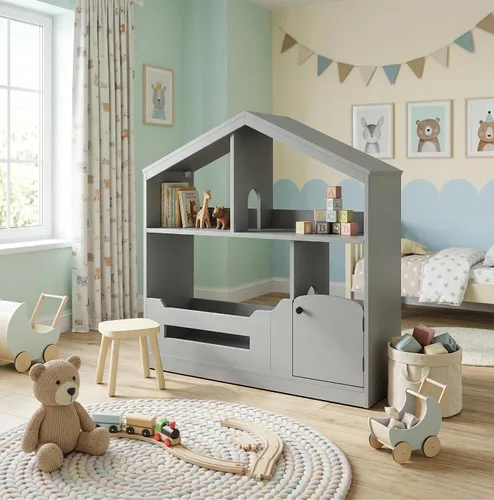 Vista 6 de GAOMON Estantería para niños, organizador de almacenamiento de juguetes con tapa abatible y cubículo, estanterías de madera para niños aptas