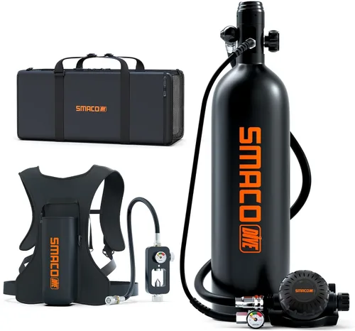 Vista 10 de Mini tanque de buceo 1.9L Kit de tanque de buceo Soporte de aproximadamente 25 minutos Dispositivos de respiración submarina Tanque de buceo Tanque