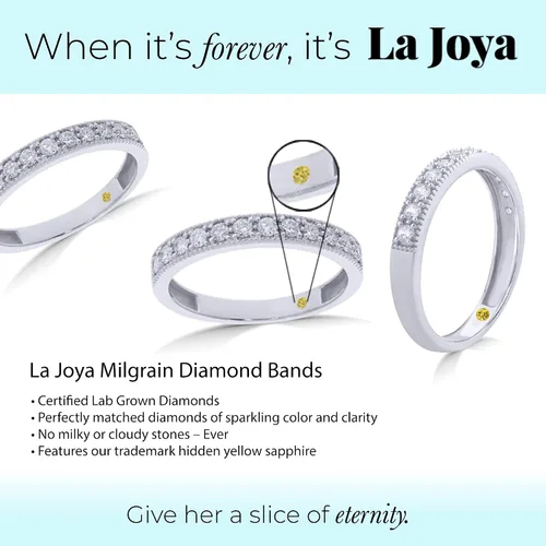 Vista 3 de Lab Grown Diamond Wedding Bands for Women 10K Yellow, White and Rose Gold Certified 110-12 Carat Milgrain Diamond Anniversary Bands, Promise Rings