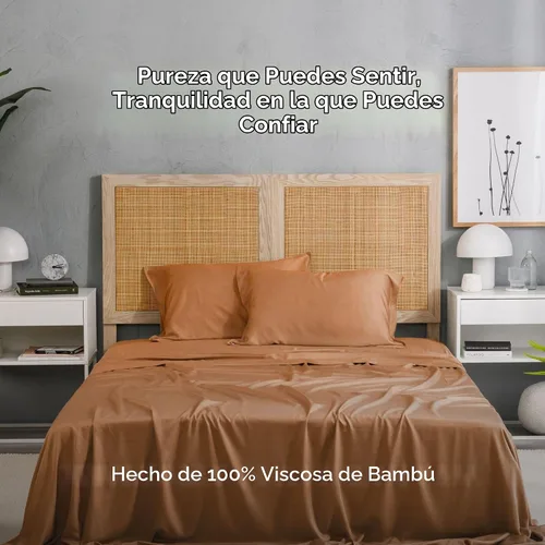 Vista 2 de Juego de sábanas de 100 % viscosa de bambú, tamaño Queen, súper suave, 4 piezas refrescantes para personas que duermen con calor, absorción