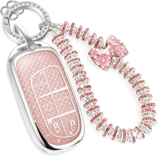 Vista 19 de para llavero de Cadillac con funda de TPU con superficie granulada y cuerda trenzada metálica, funda de llavero mejorada para 2020 en adelante CT4