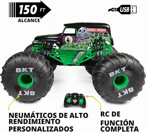 Vista 6 de Monster Jam, Camión monstruo oficial Mega Grave Digger todo terreno, más de Mega Grave Digger (V2)