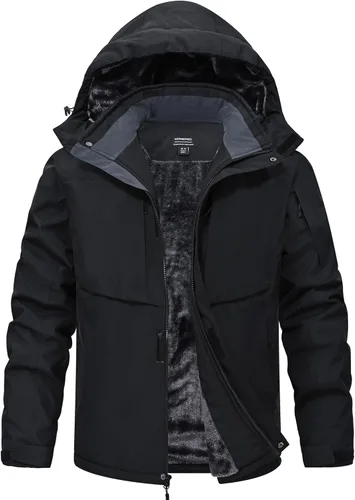 Vista 10 de Chaqueta de nieve de invierno para hombre, impermeable, para esquí, snowboard, lluvia, abrigo, con capucha aislada, forro polar