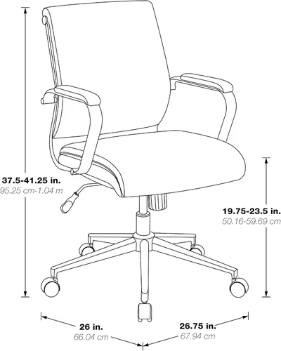 Vista 3 de Office Star Silla de oficina ajustable Antimicrobial Manager con base cromada, respaldo medio, tela negra Dillon