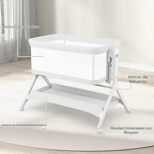 Vista 7 de INFANS - Moisés de bebé 5 en 1 con mecedora manual suave Gris claro