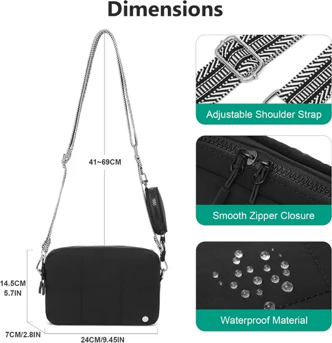 Vista 3 de JEEHAN - Bolsos bandolera acolchados para mujer, bolsos de hombro de diseño, monedero pequeño