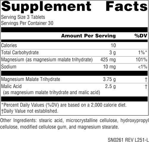 Vista 2 de Source Naturals Malato de Magnesio, Apoya los Músculos y la Producción de Energía*, Sin OGM, Suplemento de Magnesio Apto para Vegetarianos, 3,750 MG