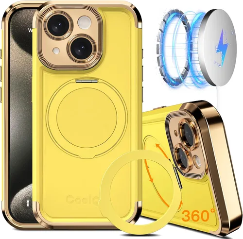 Vista 13 de COOLQO Funda para iPhone 13 de 6.1 pulgadas, soporte magnético de giro de 360° [compatible con Magsafe] [protección militar] chapado mate resistente