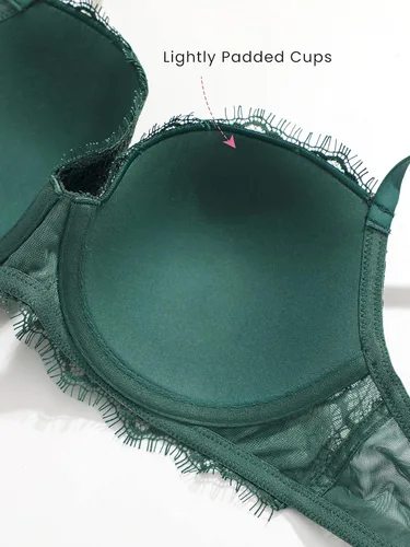 Vista 6 de DOBREVA Women's Balconette Bra Lace Lightly Padded Demi Full Coverage Plus Size Bras Underwire Support