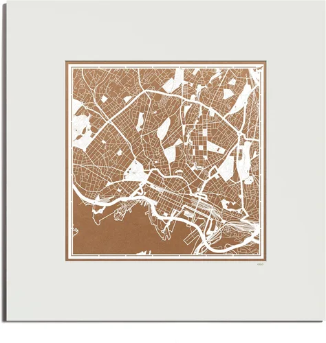 Vista 47 de O3 Design Studio Mapa de corte de papel de París, color negro mate, 20 x 20 pulgadas, arte en papel