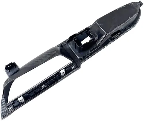Vista 3 de Bisel de interruptor de ventana de fibra de carbono del lado derecho del pasajero con moldura de manija plateada compatible con Ford Escape C-max