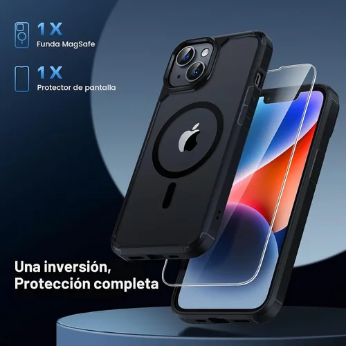 Vista 3 de TAURI Funda magnética 5 en 1 diseñada para iPhone 14 para iPhone 13, [compatible con MagSafe] con 2 protectores de pantalla + 2 protectores de lente