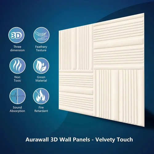 Vista 5 de Paneles de pared 3D de terciopelo para decoración de pared interior despegar y pegar, paneles de pared 3D con textura geométrica insonorizada