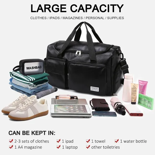 Vista 171 de Pequeña bolsa de gimnasio para mujer, bolsa de viaje con compartimento para zapatos