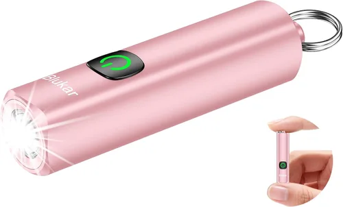 Vista 10 de Blukar EDC recargable llavero linterna, 360L mini luz de flash portátil 3 Lighting Modes, Memory Function, Waterproof, Compact Pocket Light for