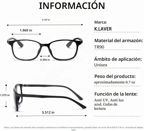 Vista 7 de K.LAVER Gafas de lectura progresivas fotocromáticas para hombre TR90 Blue Negro