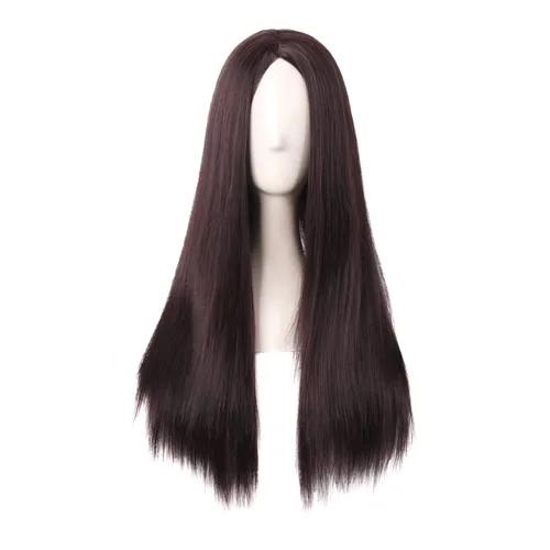 Vista 21 de MapofBeauty - Peluca sintética larga especial para mujer, de 28 pulgadas (70 cm), cabello lacio, color negro