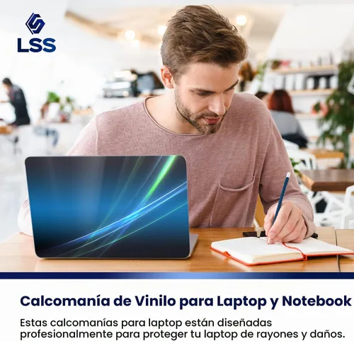Vista 5 de LSS 15 15,6 pulgadas, adhesivo reutilizable para portátil con 2 almohadillas para muñecas - Protector de vinilo con diseño abstracto, se ajusta a