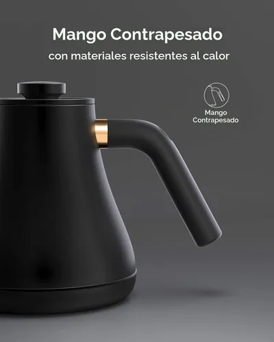 Vista 7 de Hervidor de cuello de cisne con control de temperatura, hervidor eléctrico para café y té, interior de acero 100% inoxidable, calentamiento rápido