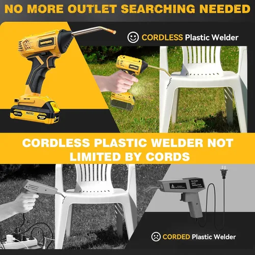 Vista 5 de Soldador de plástico inalámbrico para Dewalt 20V Max alimentado por batería, kit de soldadura de plástico con 400 grapadoras en caliente, pistola