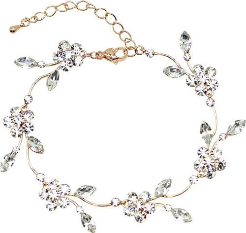 Vista 35 de Faship - Juego de collar y aretes con cristales de imitación florales AB