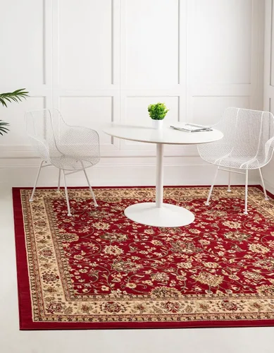 Vista 42 de Unique Loom Sialk Hill Collection - Alfombra de área Washington (6' 1" x 9' Rectángulo Burdeos/Crema)