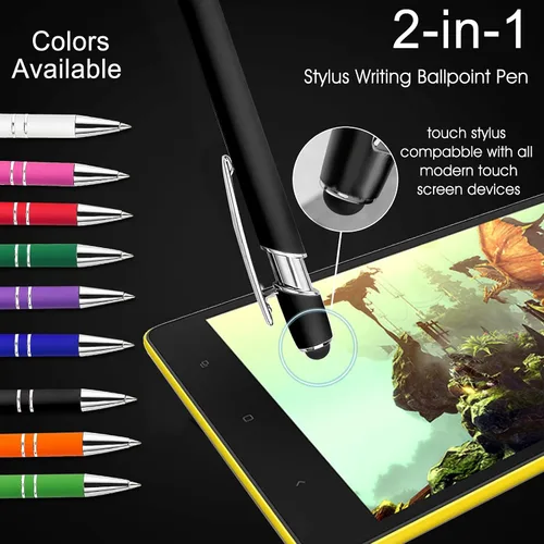 Vista 4 de 12 unidades de bolígrafos personalizados a granel con nombre grabado gratis, bolígrafos de bola personalizados con lápiz óptico, mensaje de texto