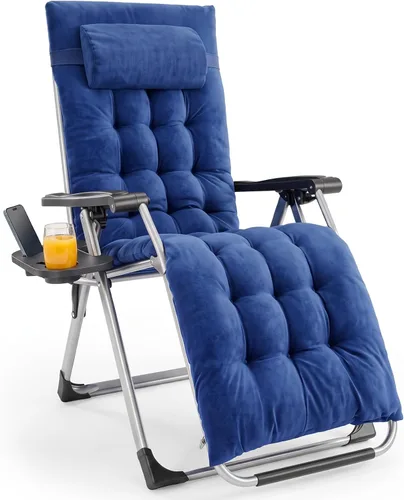 Vista 17 de Sillón de gravedad cero de gran tamaño, silla plegable reclinable para Negro y Verde