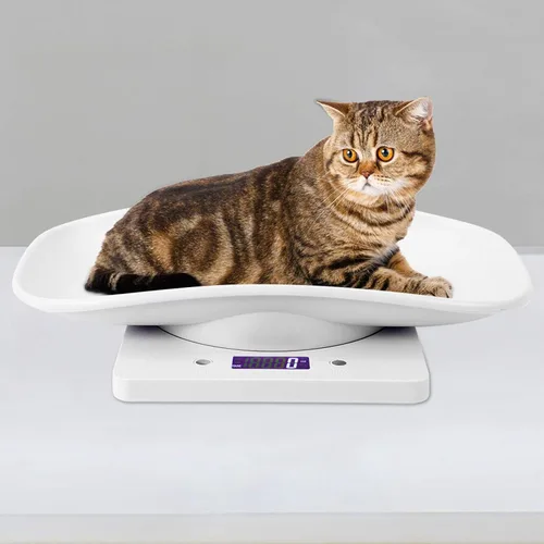 Vista 2 de Básculas digitales para mascotas, mini pantalla LCD de 22.0 lbs/0.04 oz, básculas electrónicas para medir el peso corporal de las mascotas, básculas