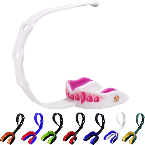 Vista 30 de Oral Mart - Protector bucal deportivo con correa para fútbol, lacrosse, hockey sobre hielo, taekwondo
