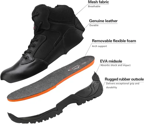 Vista 4 de NORTIV 8 Mens Military Tactical Work Boots Side Zip Outdoor Hiking Leather Motorcycle Combat Boots