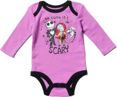 Vista 2 de Disney Nightmare Before Christmas Zero Sally Jack Skellington - Paquete de 3 mamelucos de peluche recién nacidos a bebés