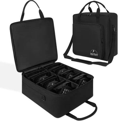 Vista 11 de IBVIVIC Bolsa para Focos de 4 Par 5/16' Pañalera Acolchada para Iluminación de Escenario con Separadores, Asa, Correas, Negra