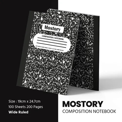 Vista 7 de MOSTORY Paquete de 5 cuadernos de composición – 200 páginas con rayas anchas (100 hojas), tamaño 7.5 x 9.75 pulgadas, suministros escolares a